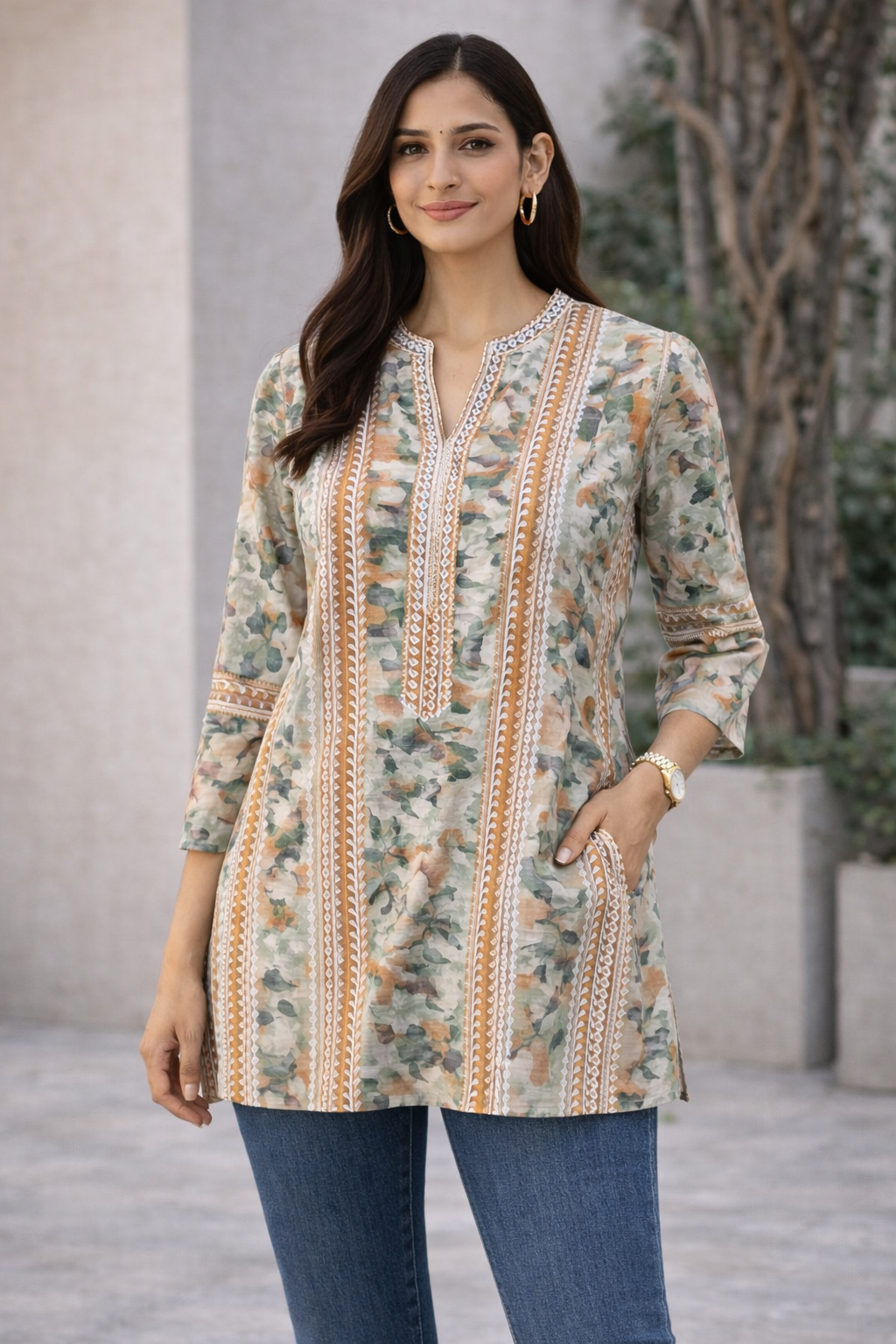 Sage Garden Printed Tunic