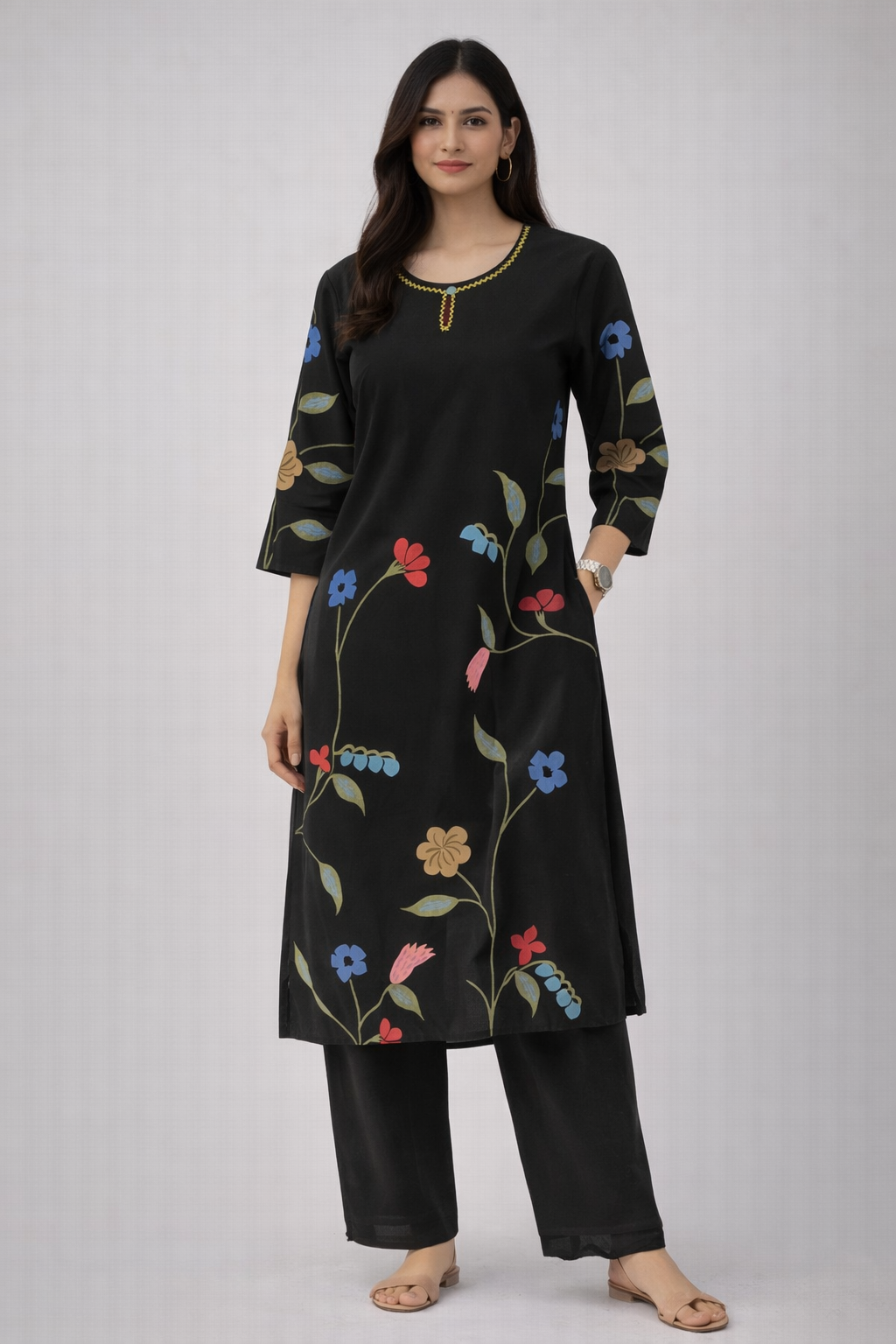 Midnight Garden Floral Kurta Set