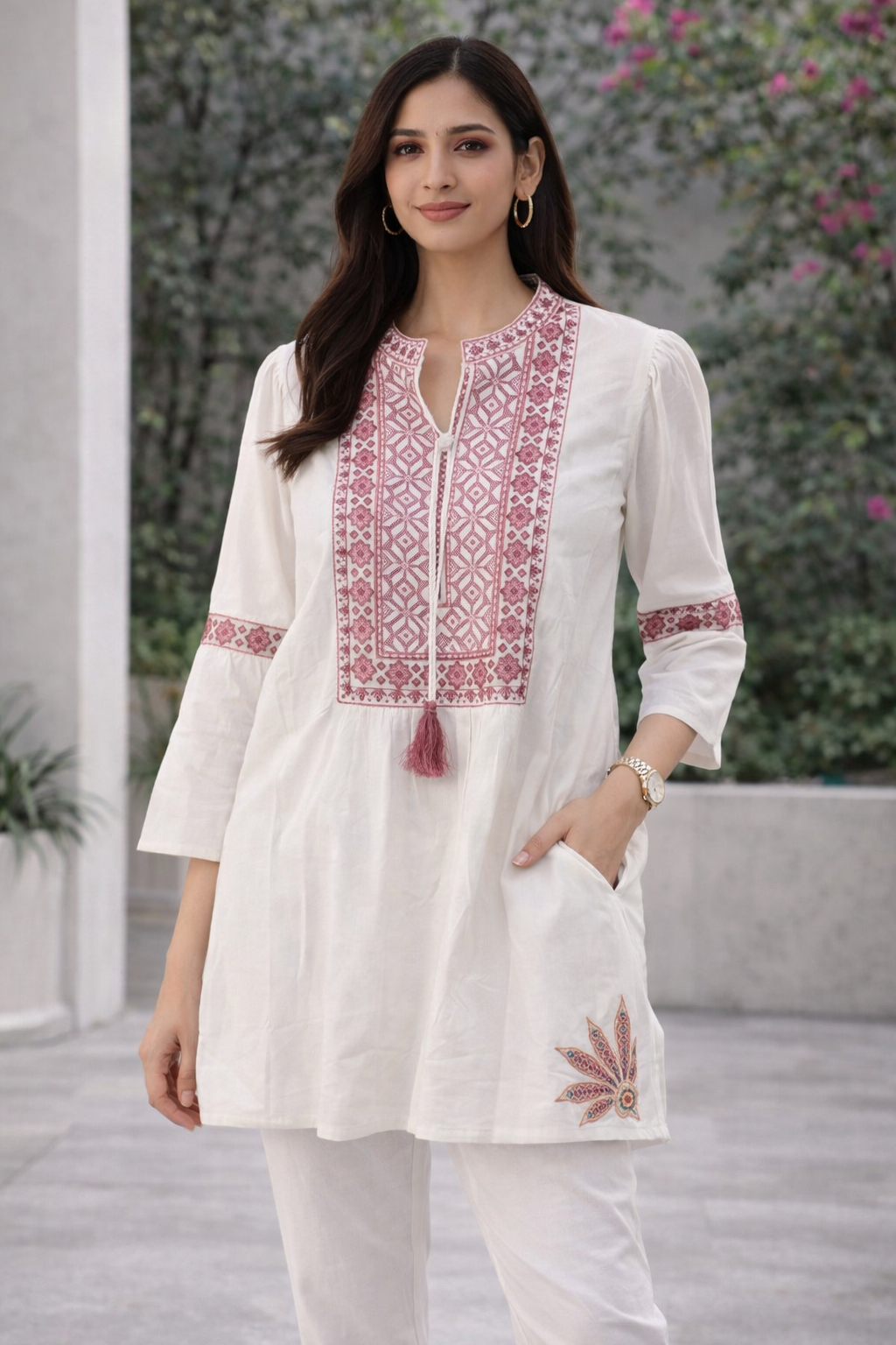Blush Embroidered Boho Tunic
